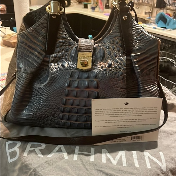 Brahmin Handbags - Brahmin Blue Crocodile Embossed Women's Bag